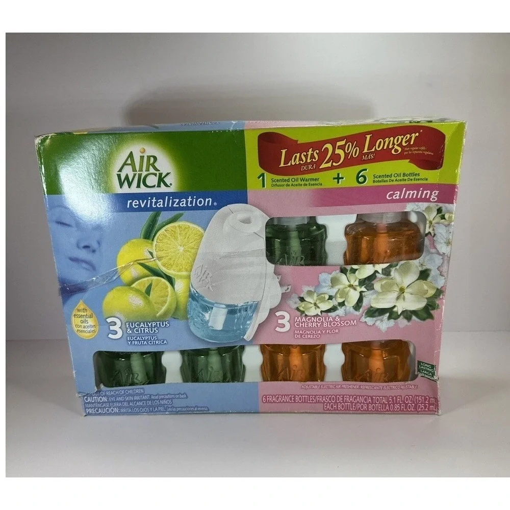 Air‎ Wick Scented Oil Warmer 6 Refills Eucalyptus Citrus Magnolia Cherry Blossom